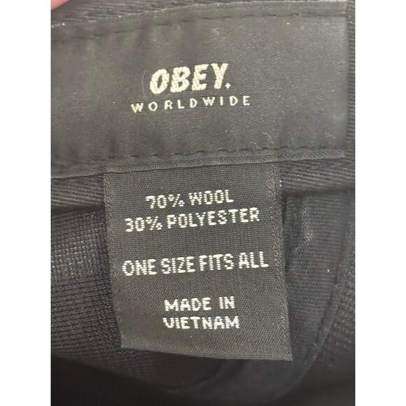 OBEY gray baseball cap, wool blend, leather patch, streetwear, urban casual - Picture 4 of 5